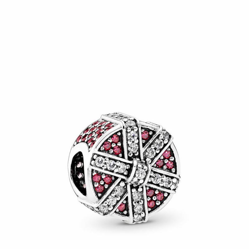 Pandora Shimmering Gift Charm Ireland - Sterling Silver/Red/Cubic Zirconia - 286340CGE